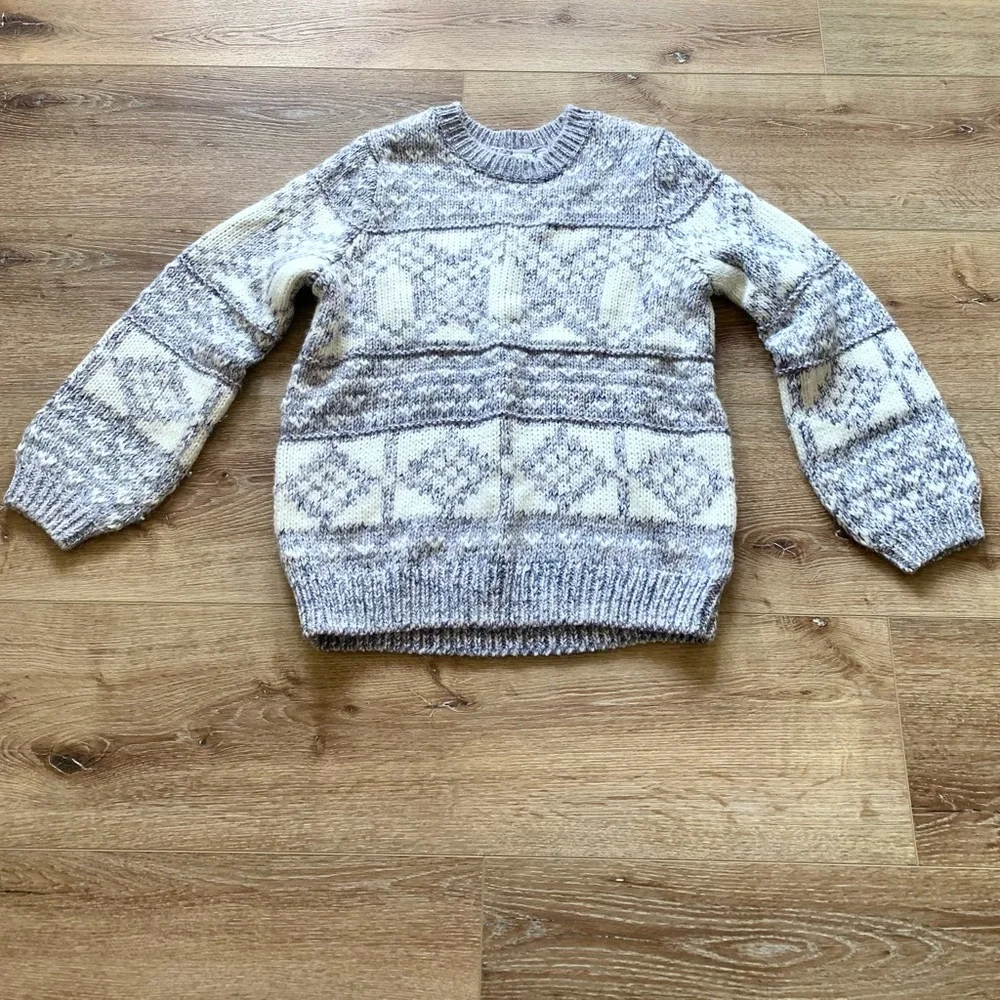 GAP Chunky Fair Isle Crew Neck Sweater Womens Medium Oversized with Alpaca Wool - Picture 4 of 14